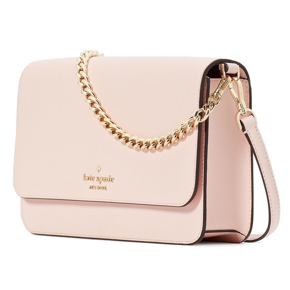 Kate Spade Madison Saffiano Leather Flap Bag 2-way crossbody conch pink EUC - Picture 2 of 15